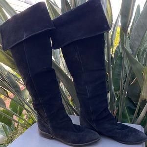 Size 7.5 black suede over the knee boots